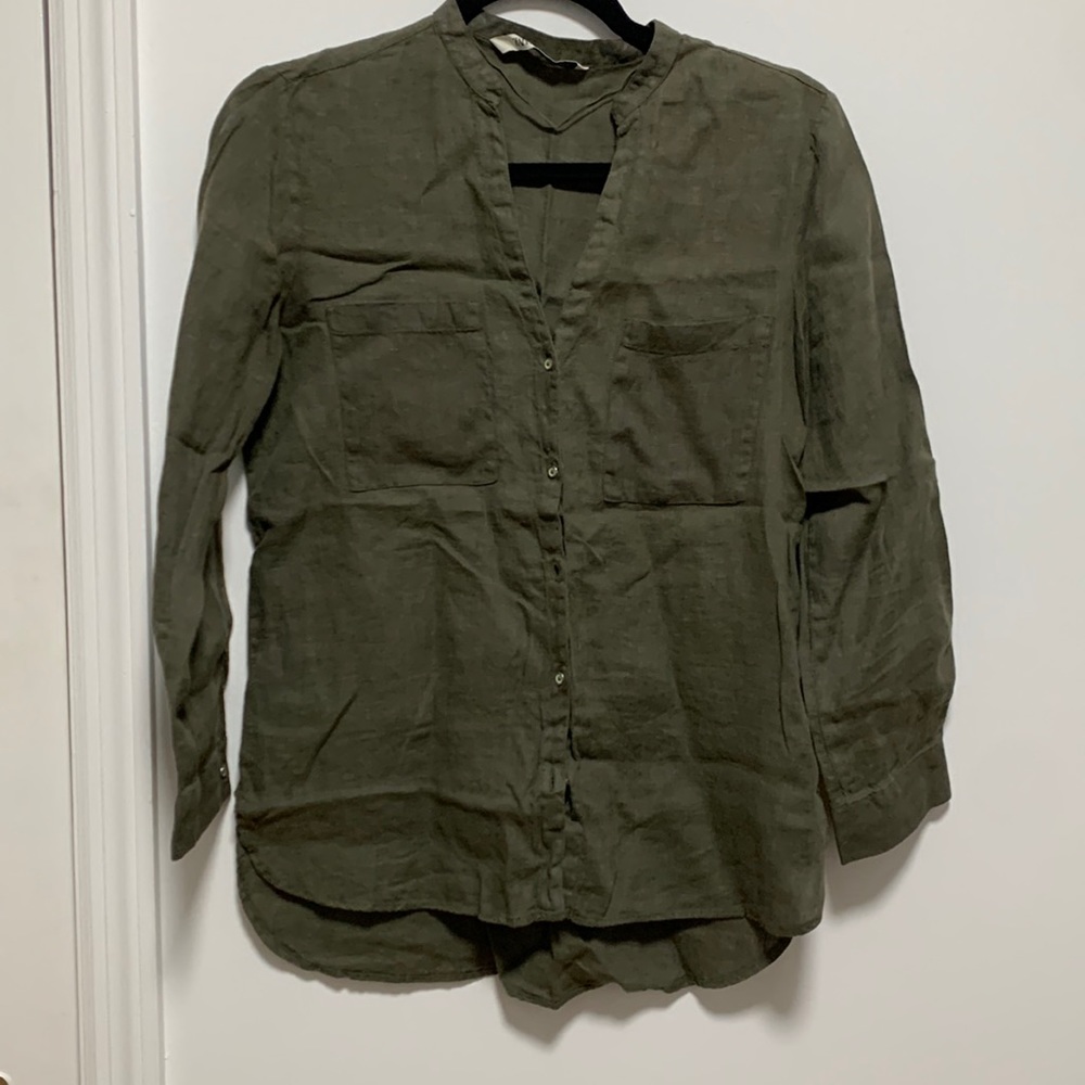 Zara linen button down shirt